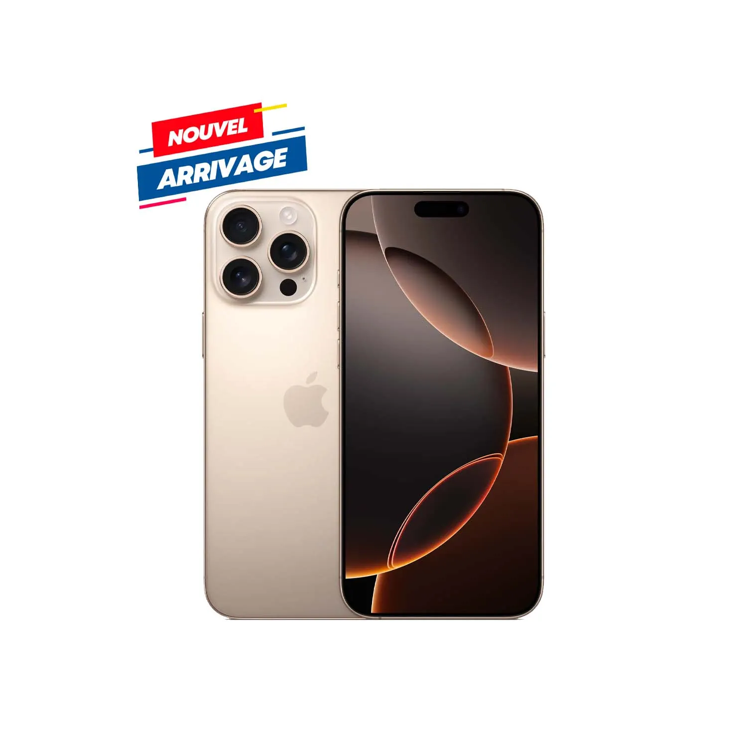 The iPhone 16 Pro with the 256GB storage Desert Titanium body and triple camera system.