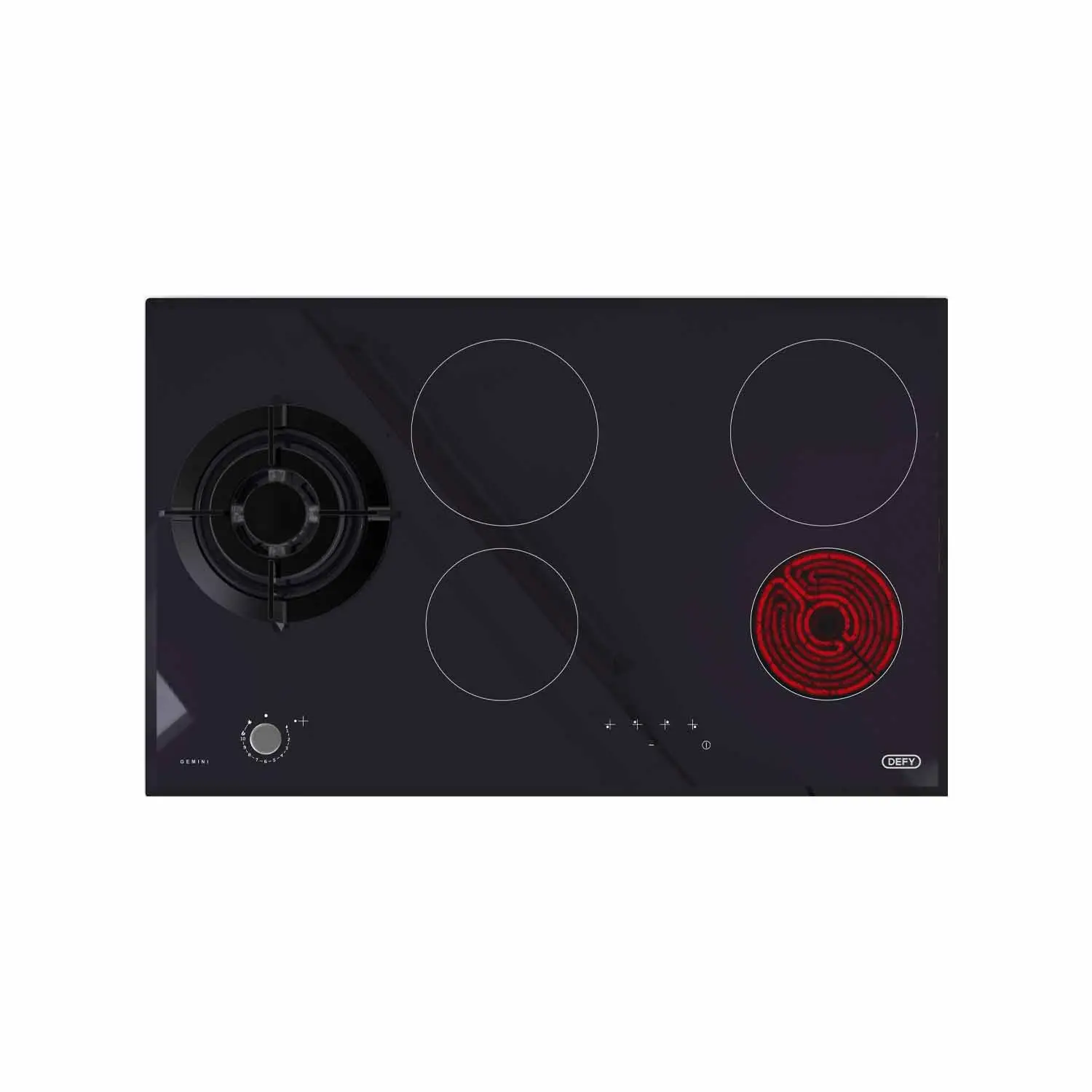 DHG 901: The 90cm Defy Slimline Gas/Electric Glass Hob brings the best of both worlds to any kitchen.