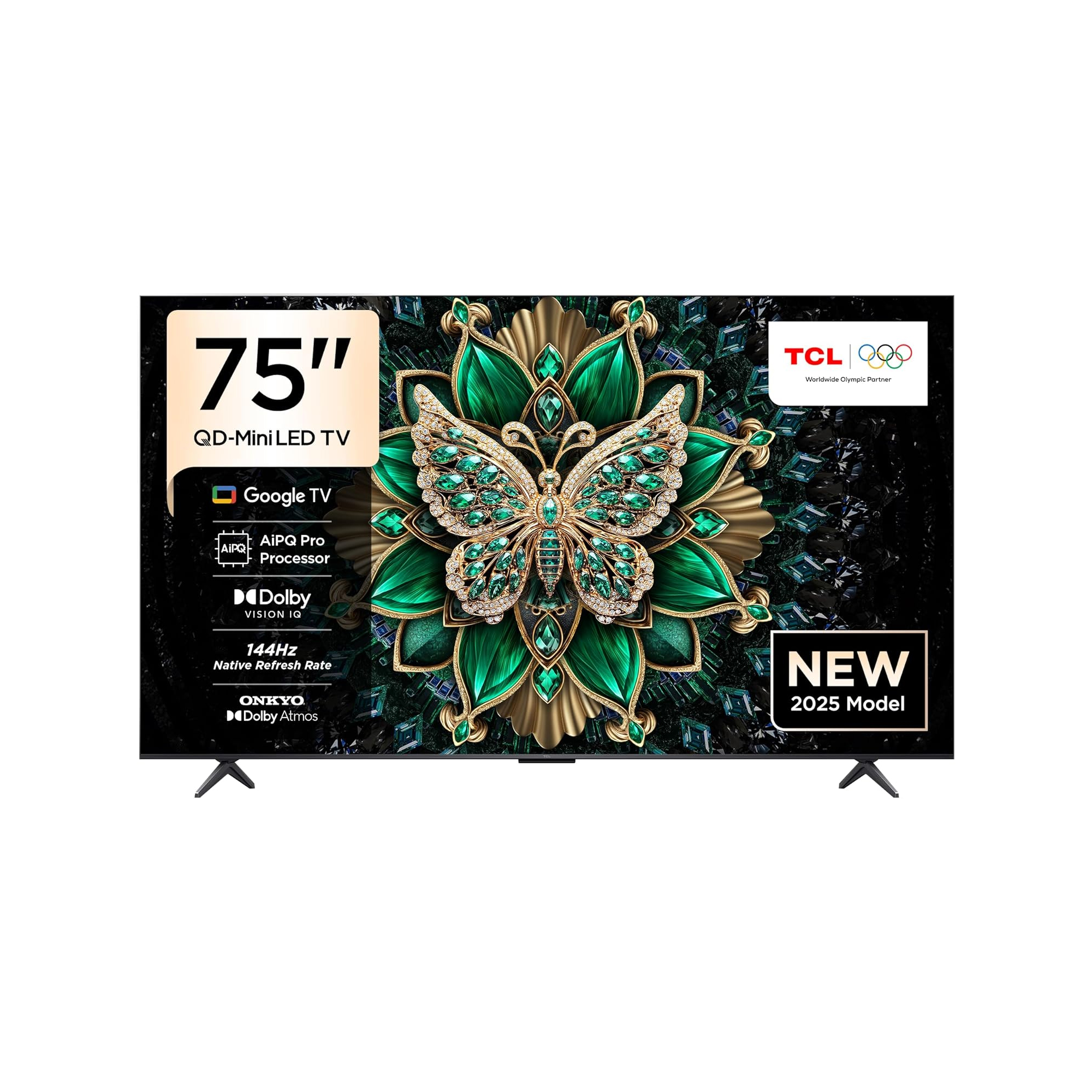 TCL 75C6K Television 75 Inch Smart TV 4K QD-Mini LED Colorful Quantum Crystal HDR 10+ Gaming Google TV, 144Hz Native Refresh Rate