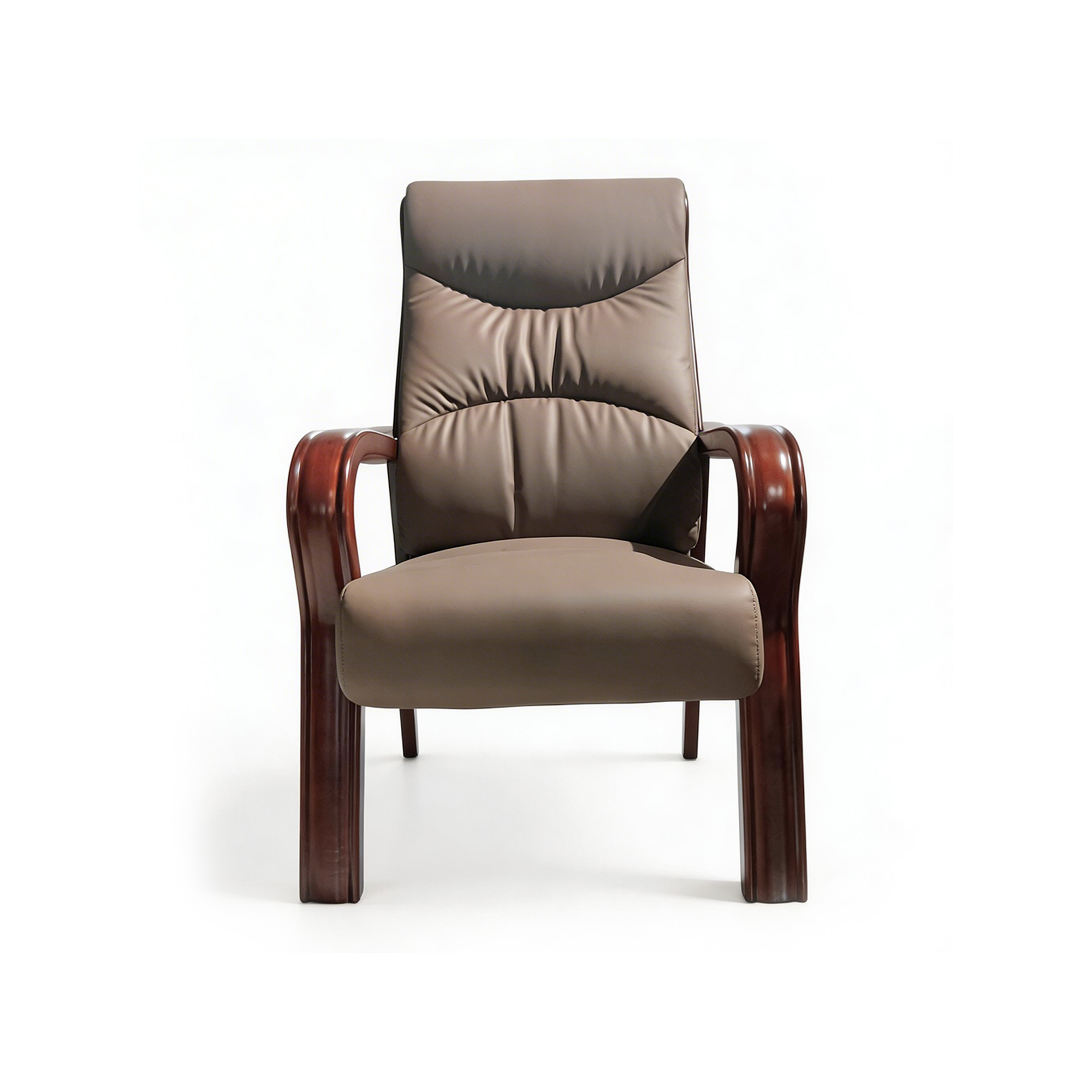 CHAISE VISITEUR H/B EN PU R - E586 DARK BROWN - MBG